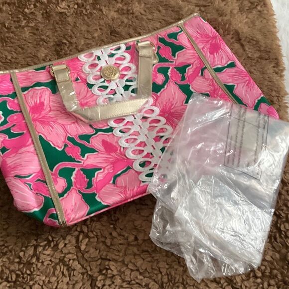 Lilly Pulitzer Pink and Green Floral Tote